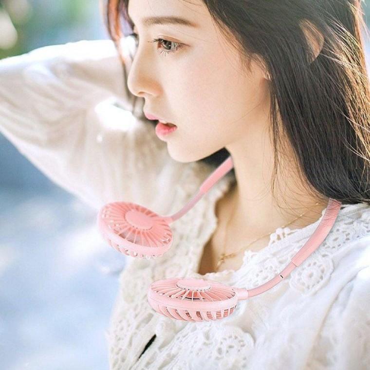 LED 휴대용 목걸이 선풍기 저소음 360도 회전형 캠핑 넥풍기