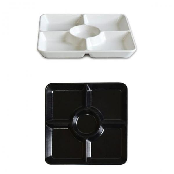 멜라민 5칸 나눔 안주 접시 반찬그릇 21.4cm 5호 블랙
