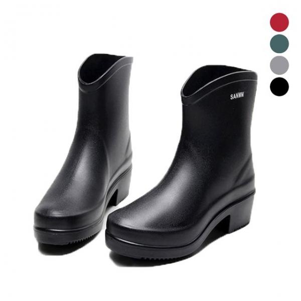 여자 단목 고무장화 키높이 방수 레인부츠 통굽 장화