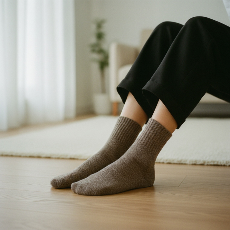 남성 가을 긴목 양말 보온성 높은 데일리 발목밴딩 면양말 브라운 그레이 그림
