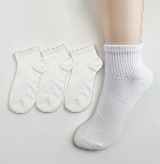 여성 얇은 여름 무지 단목 양말 흰 면 골지패턴 양말 3켤레