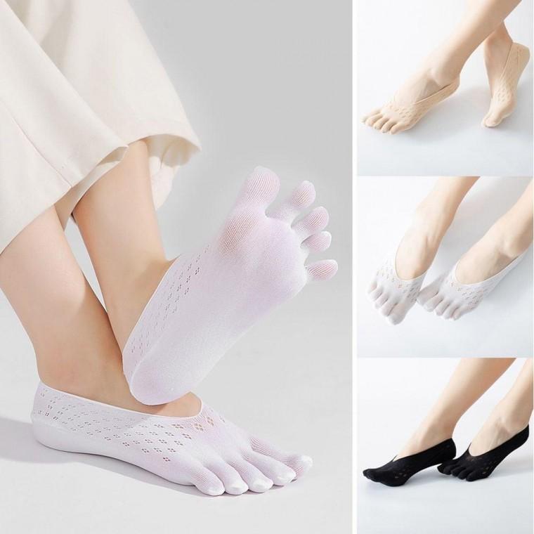 여성 여름 땁 흡수 통풍 메쉬 페이크 발가락 양말 여자 삭스 시원한 발목 덧신 토삭스