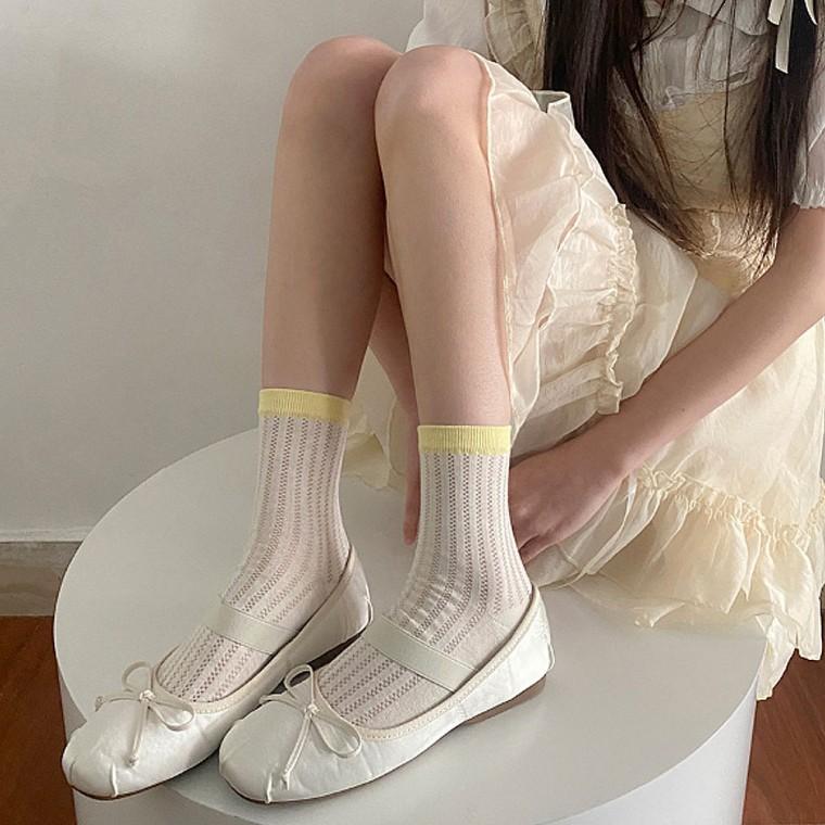 레이온 여름 니삭스 여자 신상 긴양말 4개 세트