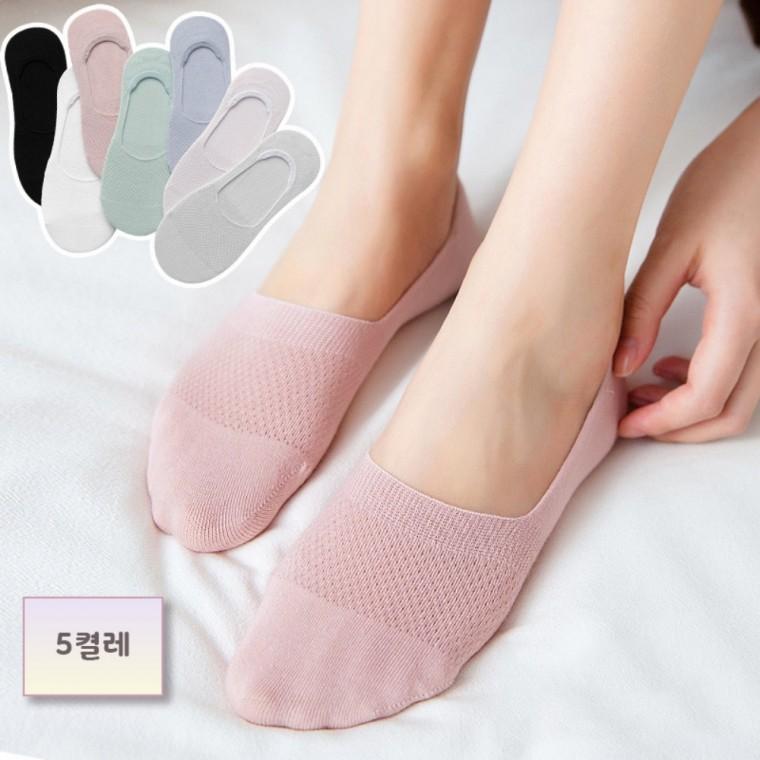 예쁜 여성 여름 양말 메쉬 페이크삭스 덧신 5켤레