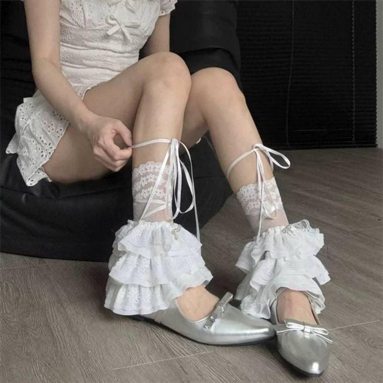 레이스 리본 발목 토시 패션 양말 밴드 레그 워머 발등 커버 악세사리 여자 보호대