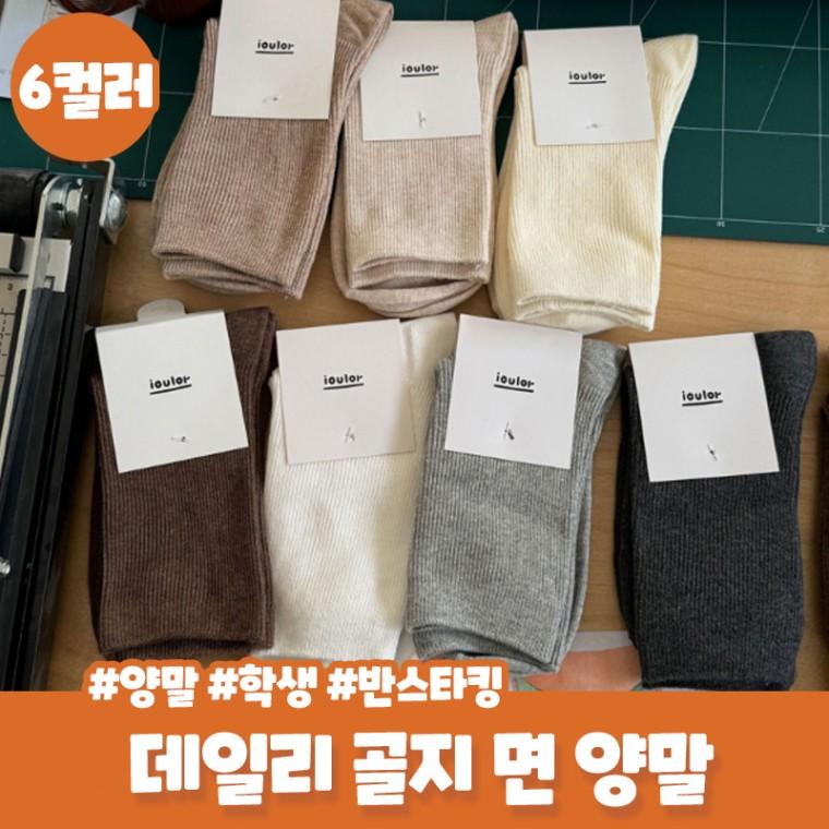 다이콤 무지 양말 6컬러 베이직 골지 기본 니삭스 중목양말 데일리룩 면 사계절