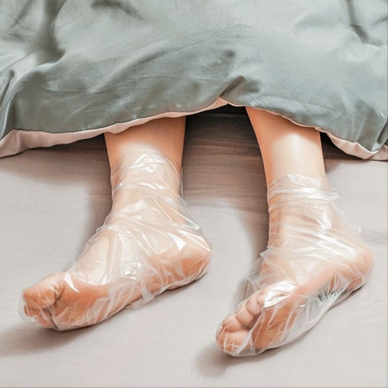 일회용 비닐 발커버 100개 보습용 풋커버 각질 보습 크림 흡수 비닐양말 발마사지
