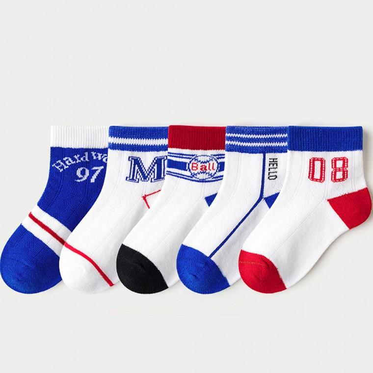 준캡 아동양말 블루M08 중목 5족세트