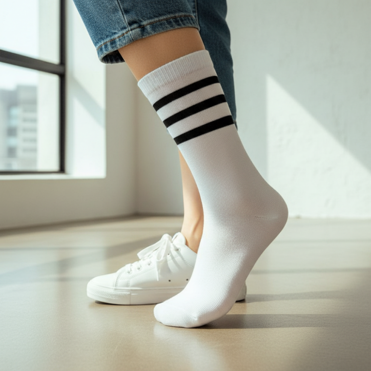 여성 데일리 스트라이프 발목양말 심플한 디자인 면 양말