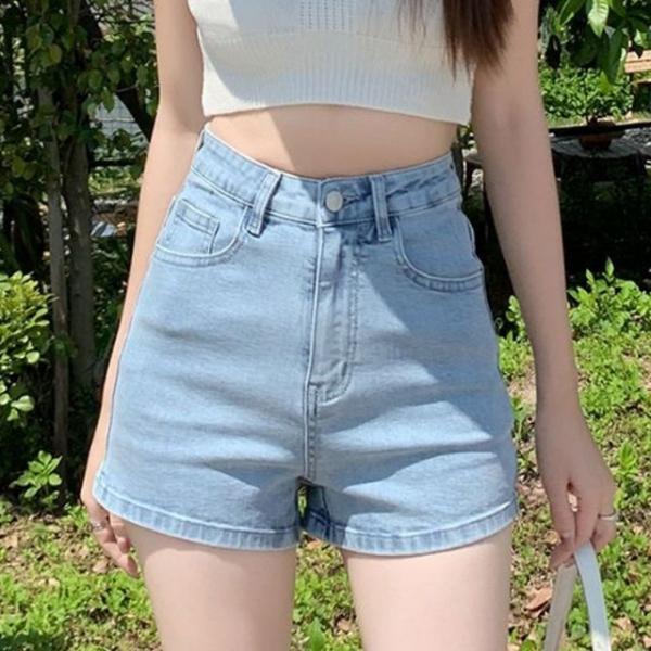 슬림 청반바지 하이웨스트 청핫팬츠 휴양지룩 숏팬츠