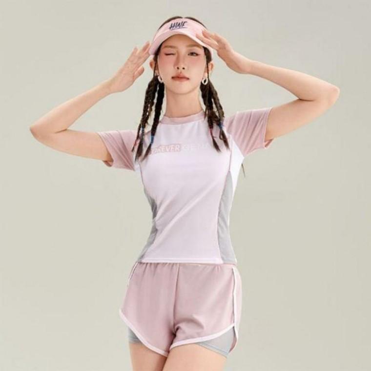사이드 컬러배색 투피스 수영복 여름 모노키니 세트 여름 체형보정 치마 물놀이 몸매보정