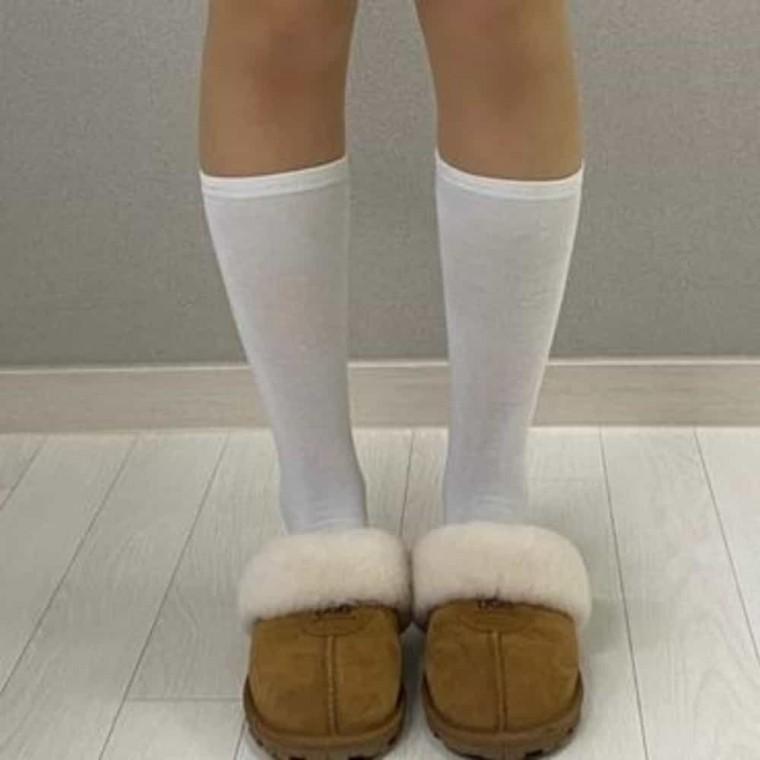 이쁜양말 교복양말 카프슬리브 무릎양말 화이트