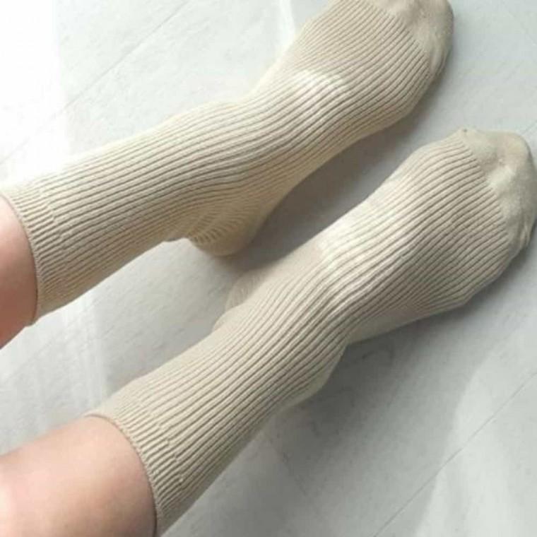 여고생양말 여학생양말 장목양말 남여공용 골지양말 긴목 아이보리