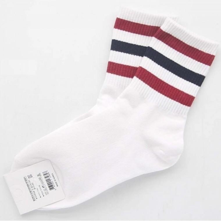 여자 칼라 쓰리라인 편한 데일리 패션 양말 흰갈네