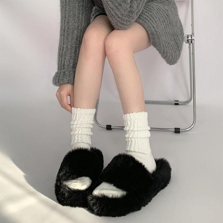여성용 플레인 골지 중목 양말 4P MFNC030052 가을 패션잡화 니삭스 여성패션 산gs 양말 보온 발목 긴 스타
