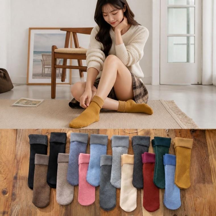 골지 기모 수면양말 겨울 무지 보온 털양말 방한 선물 단체용 컬러풀 벨벳 양말
