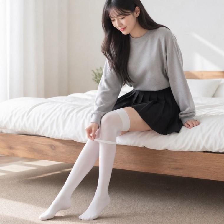 시스루 오버니삭스 니삭스 검스 여성 양말 기장별 흰양말