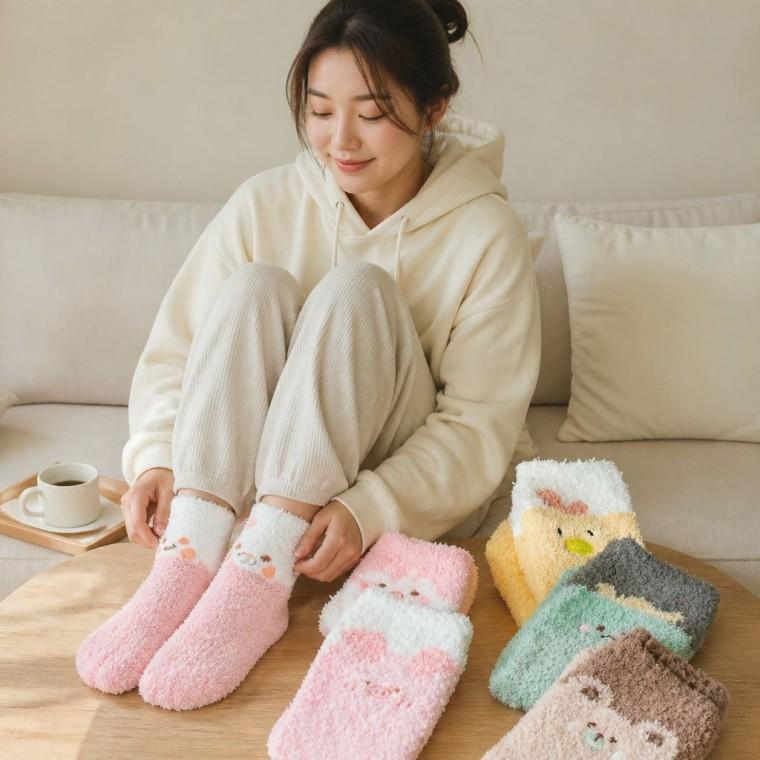 겨울 수면양말 극세사 기모 방한양말 발시림 방지용 홈웨어 양말