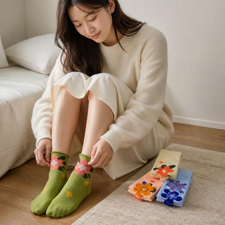 여성 골지 롱양말 데일리 삭스 사계절 봄 가을 겨울 선물용 양말 스타킹
