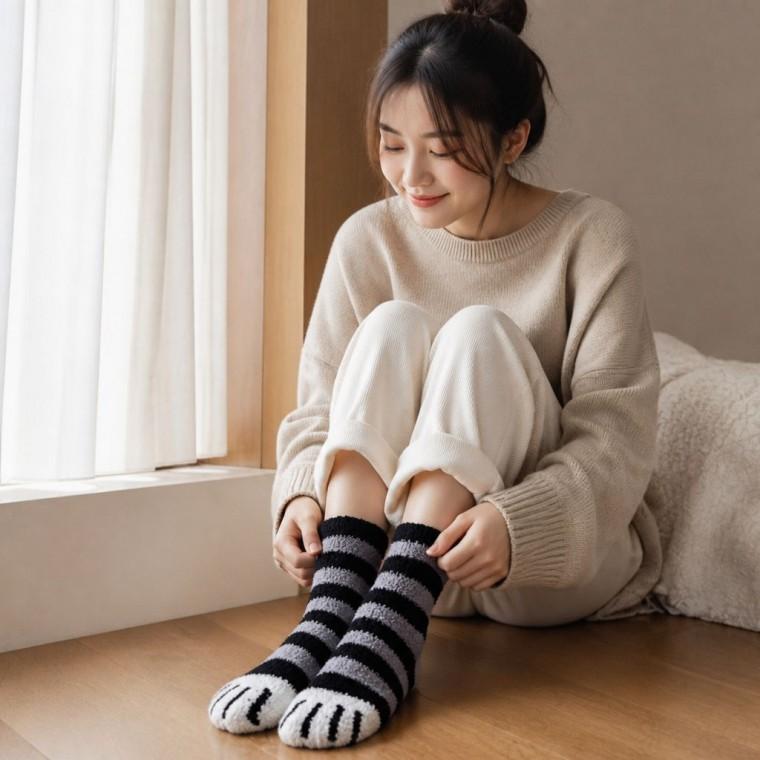겨울 수면양말 긴목 털양말 중목 방한용품 사무실 학교 단체선물 판촉물