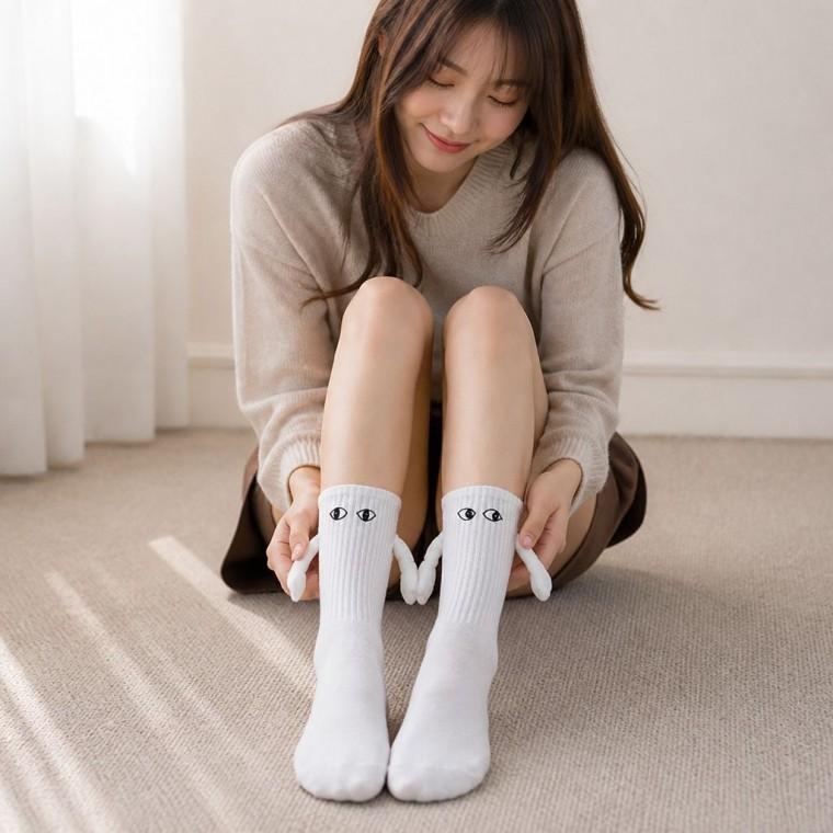 커플 양말 손잡는 디자인 자석 중목 선물용 잡화