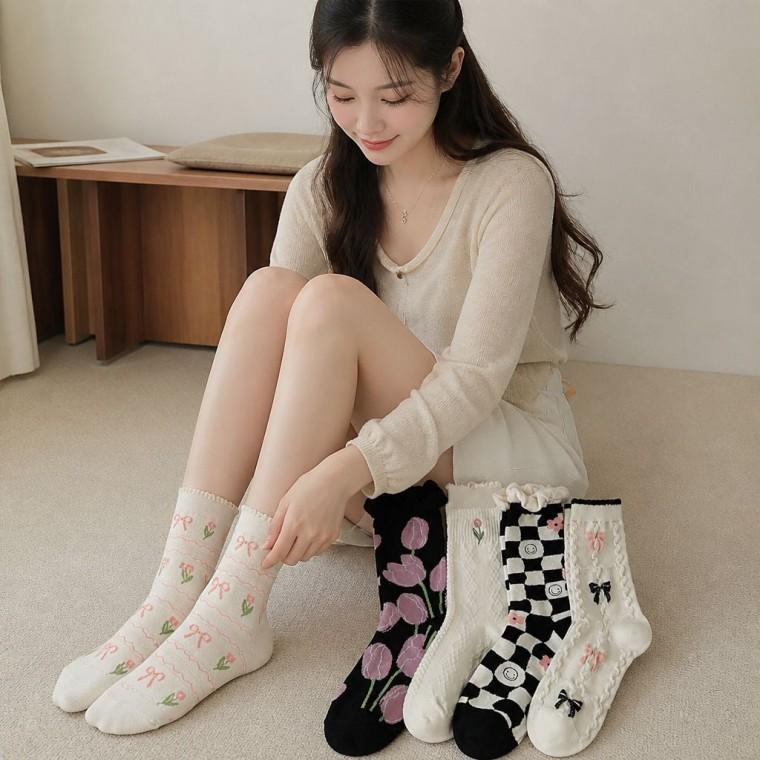 여자 중목양말 프릴 양말 5color 발목 아이템