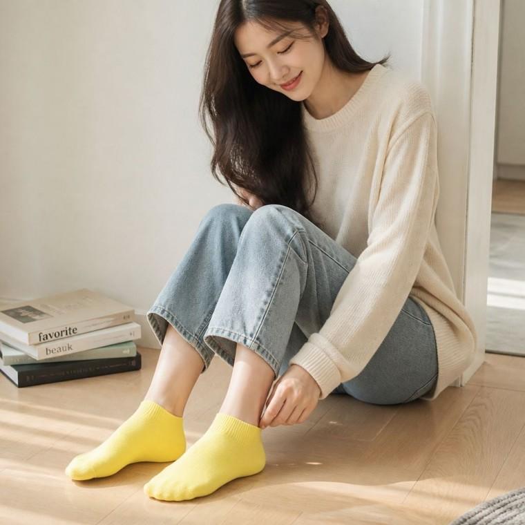 골지 여성 양말 데일리 발목 덧신 6컬러