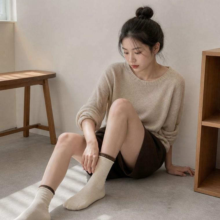 중목양말 투톤 돌돌이 데일리 잡화 4color