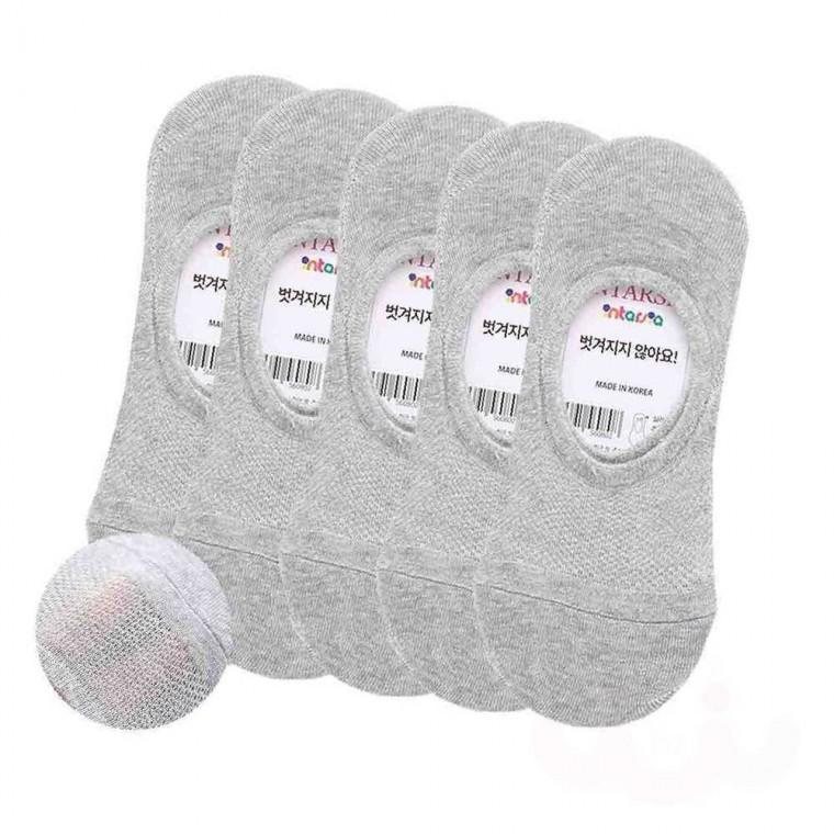 여성용 발등메쉬 덧신양말 그레이 5P 여성덧신 여성덧신양말 실리콘덧신