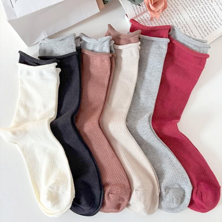 준캡 여성 여자 학생 발목두겹돌돌이 중목양말 장목양말 사계절양말