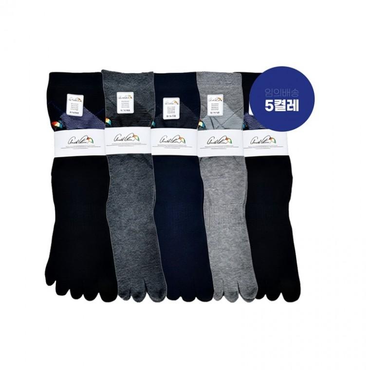 아가일패턴 출근룩 캐주얼 남성 장목 발가락양말5켤레