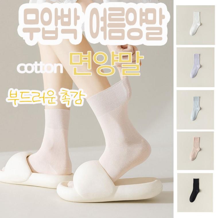 신상품 파스텔 여성 무압박 중목면양말 6켤레한세트6가지색상