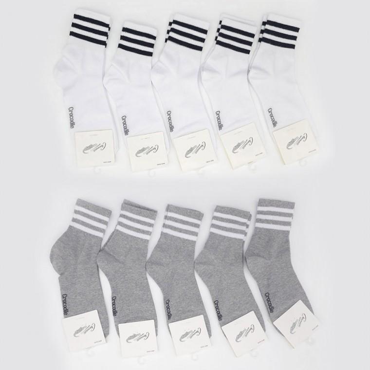 남성 밴딩 링클  라인 포인트 중목 양말 5켤레