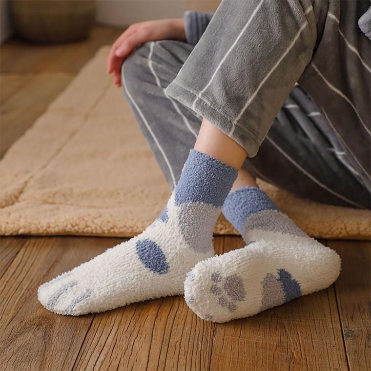 수면양말 4color 부드러운 고양이 발바닥 고양이수면양말