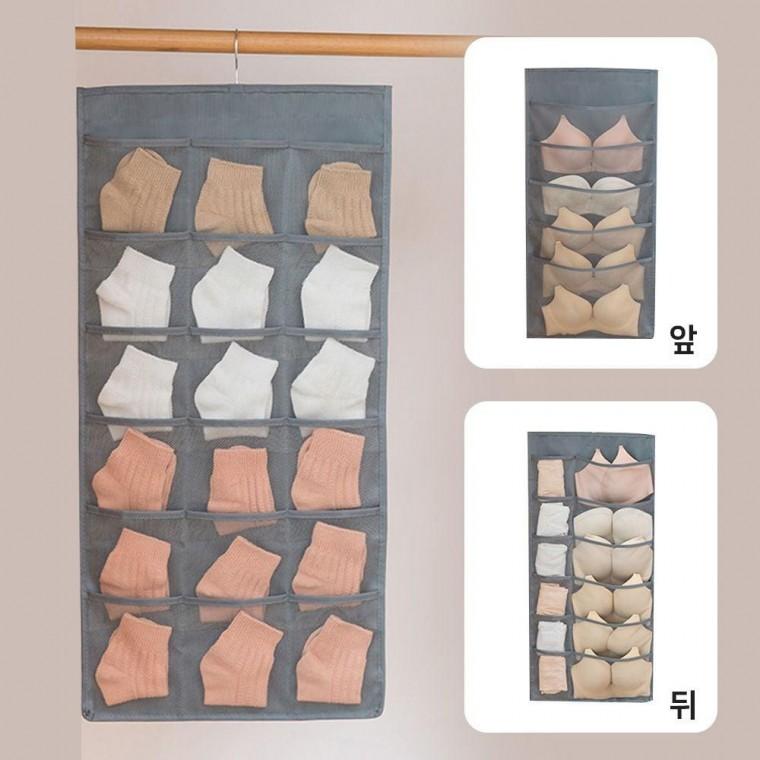걸이형 포켓 수납함 넥타이 속옷 보관함 양말 정리함 오거나이저 포켓오 벽걸이 투명