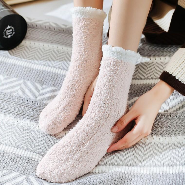 따뜻한 겨울 수면 보온 양말 중목 심플 수면양말