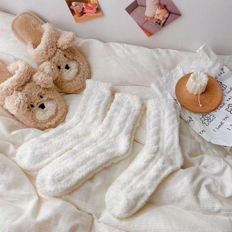 무압박 러플 밴드 수면 양말 겨울 여성 중목 장목 울양말 따뜻한