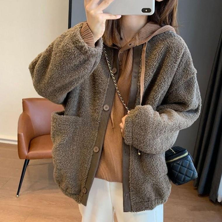 여자 겨울 외출 양털 뽀글이 앞 포켓 데일리 점퍼 여성 패딩 경량 이너 숏패딩 숏경량