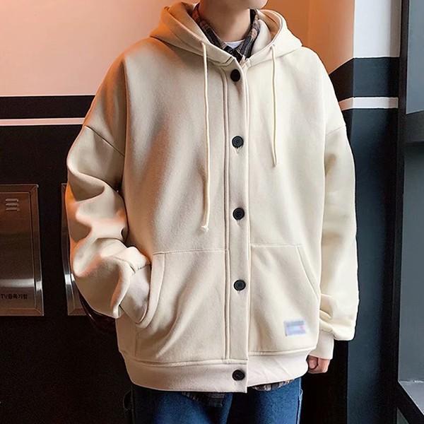 3컬러 남성 데일리 기모 버튼 후드 점퍼 자켓 IS-JK09