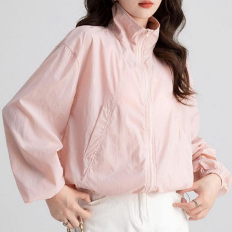 여성 파스텔 크롭 바람막이 집업 점퍼 스트링 아노락 데일리 캐주얼 루즈핏