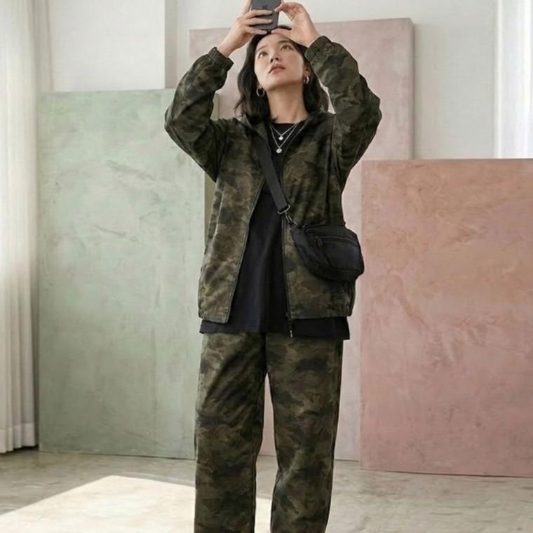 데일리 여성 후드집업 여자 운동 밀리터리 긴팔 후드 점퍼
