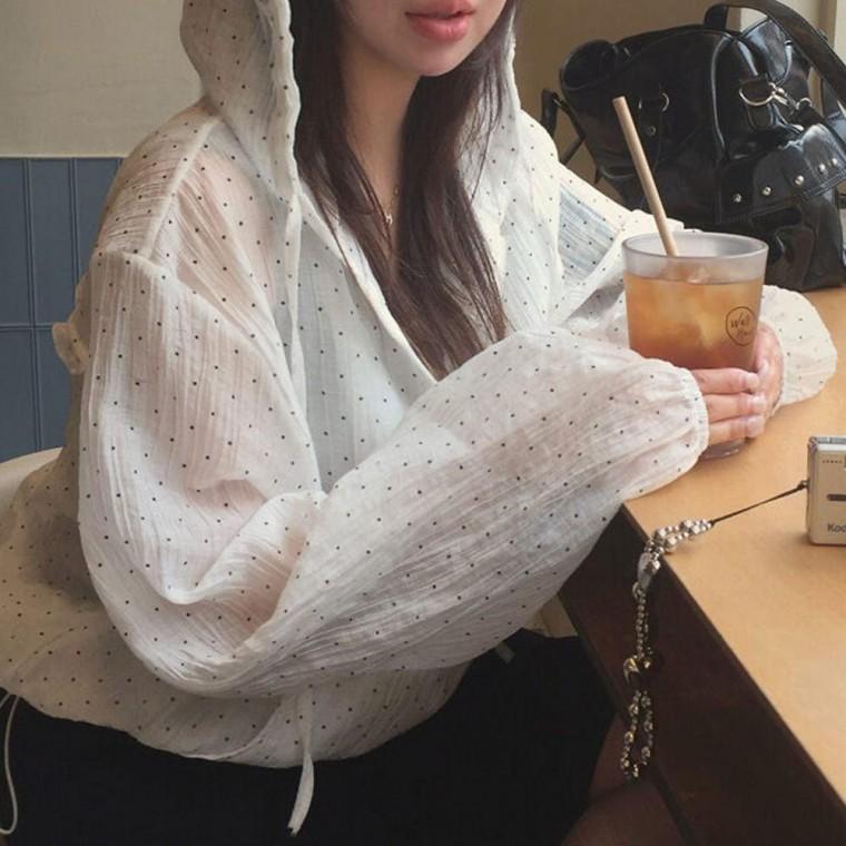 여성 여름 얇은 후드 바람막이 간절기 점퍼 잠바 흰색 시스루 여성얇은 여자 여성간