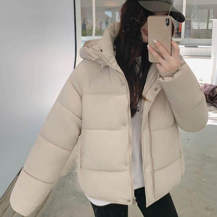 여자 깔끔한 스타일 겨울 점퍼 솔리드 컬러 데일리 숏 패딩 여성 경량 이너 숏패딩