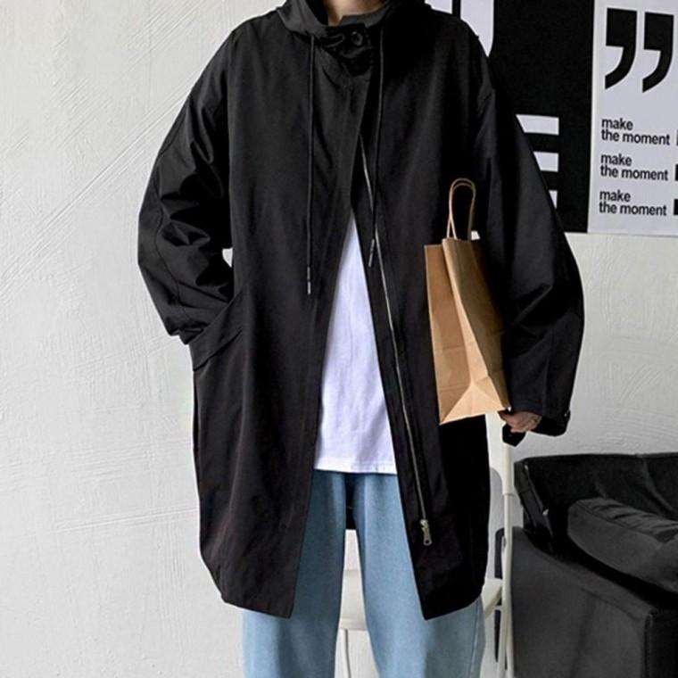 블랙 색상 남자 봄 가을 환절기 코디 후드 집업 야상 점퍼 아우터 스타일 기아 얇은