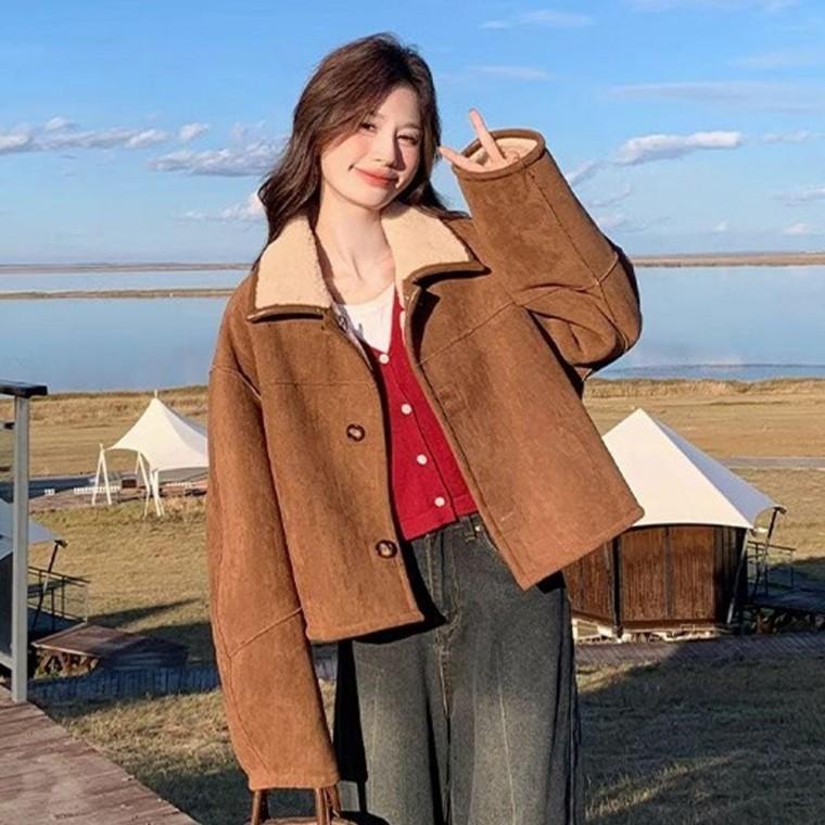 로레안 리버시블 양털 하프 코트 양면 점퍼 반코트 재킷리 리버서블 기모