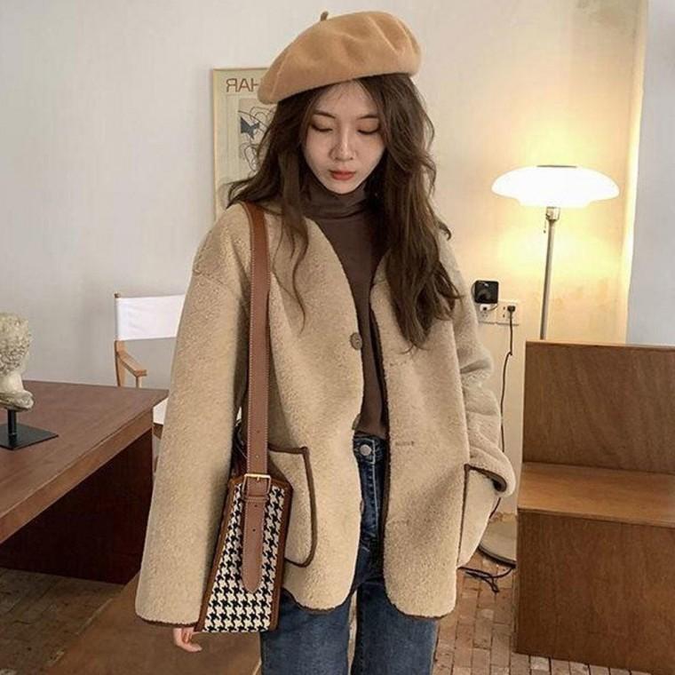 디패슨 포켓 양털 자 자켓 재킷 점퍼 주머니 여성