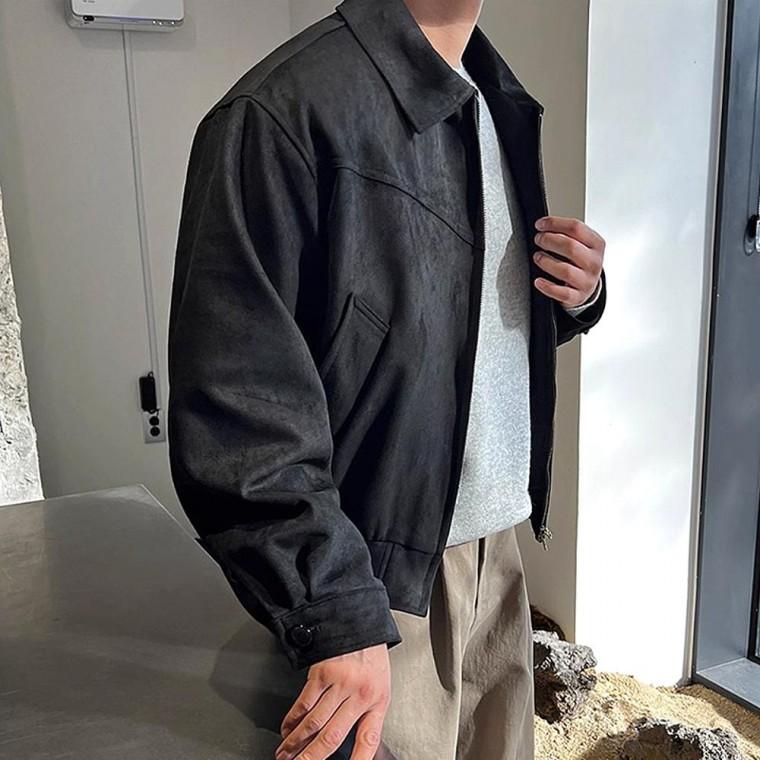 남성 봄자켓 간절기 데일리 캐주얼 점퍼 스웨이드 크롭 블루종