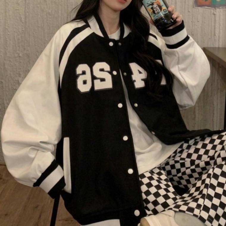 여성 스타디움 야구점퍼 데일리 캐주얼 배색 루즈핏 점퍼