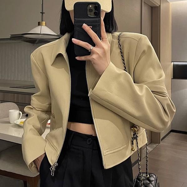 포켓 데일리 여성 아우터 포켓 세미크롭 점퍼 LK-J009