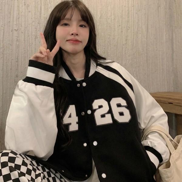 프린팅 레터링 캐주얼 여성 바시티 야구점퍼 LK-J011